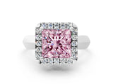 White gold Fancy Pink Princess  Cut Halo Solitaire Engagement Ring with Square Band and Four-Prong Setting_84
