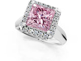 White gold Fancy Pink Princess  Cut Halo Solitaire Engagement Ring with Square Band and Four-Prong Setting_85