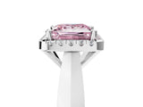White gold Fancy Pink Princess  Cut Halo Solitaire Engagement Ring with Square Band and Four-Prong Setting_89