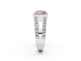 White gold Fancy Pink Princess  Cut Halo Split Shank Diamond Ring with Four-Prong Setting_2