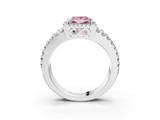 White gold Fancy Pink Princess  Cut Halo Split Shank Diamond Ring with Four-Prong Setting_3