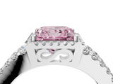 White gold Fancy Pink Princess  Cut Halo Split Shank Diamond Ring with Four-Prong Setting_4