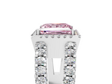 White gold Fancy Pink Princess  Cut Halo Split Shank Diamond Ring with Four-Prong Setting_5