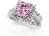 White gold Fancy Pink Princess  Cut Halo Split Shank Prong Setting Ring_1