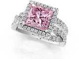 White gold Fancy Pink Princess  Cut Halo Split Shank Prong Setting Ring_25