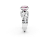 White gold Fancy Pink Princess  Cut Halo Split Shank Prong Setting Ring_2