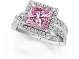 White gold Fancy Pink Princess  Cut Halo Split Shank Prong Setting Ring_38