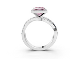 White gold Fancy Pink Princess  Cut Halo Split Shank Prong Setting Ring_3