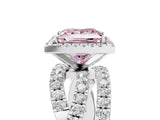 White gold Fancy Pink Princess  Cut Halo Split Shank Prong Setting Ring_42