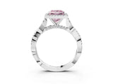 White gold Fancy Pink Princess Cut Halo Twist Band with Four-Prong Setting_76