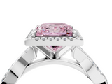 White gold Fancy Pink Princess  Cut Halo Twisted Band Four-Prong Ring_4