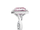 White gold Fancy Pink Princess  Cut Halo Twisted Band Four-Prong Ring_5