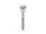 White gold Fancy Pink Princess  Cut Milgrain Channel Set Engagement Ring with Solitaire Prong Setting_2