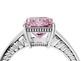 White gold Fancy Pink Princess  Cut Milgrain Channel Set Engagement Ring with Solitaire Prong Setting_4