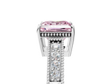 White gold Fancy Pink Princess  Cut Milgrain Channel Set Engagement Ring with Solitaire Prong Setting_5