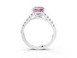 White gold Fancy Pink Princess  Cut Pavé Band Solitaire Ring with Four-Prong Setting_15