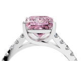 White gold Fancy Pink Princess  Cut Pavé Band Solitaire Ring with Four-Prong Setting_16