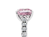 White gold Fancy Pink Princess  Cut Pavé Band Solitaire Ring with Four-Prong Setting_17