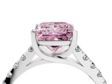 White gold Fancy Pink Princess  Cut Pavé Band Solitaire Ring with Four-Prong Setting_21