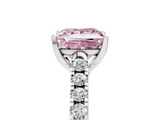White gold Fancy Pink Princess  Cut Pavé Band Solitaire Ring with Four-Prong Setting_22