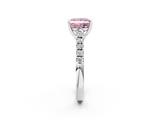 White gold Fancy Pink Princess  Cut Pavé Band Solitaire Ring with Four-Prong Setting_8