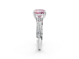 White gold Fancy Pink Princess  Cut Pave Diamond Engagement Ring with Channel Set Band and Four-Prong Setting_2
