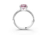 White gold Fancy Pink Princess  Cut Pave Diamond Engagement Ring with Channel Set Band and Four-Prong Setting_3