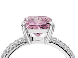 White gold Fancy Pink Princess  Cut Pave Diamond Engagement Ring with Channel Set Band and Four-Prong Setting_4