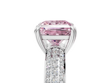 White gold Fancy Pink Princess  Cut Pave Diamond Engagement Ring with Channel Set Band and Four-Prong Setting_5