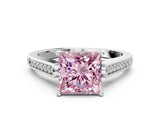 White gold Fancy Pink Princess Cut Solitaire Cathedral Diamond Engagement Ring with Channel-Set Band and Four-Prong Setting_15