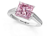 White gold Fancy Pink Princess Cut Solitaire Cathedral Diamond Engagement Ring with Channel-Set Band and Four-Prong Setting_16