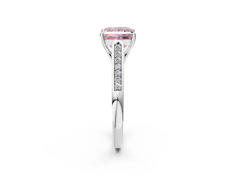 White gold Fancy Pink Princess Cut Solitaire Cathedral Diamond Engagement Ring with Channel-Set Band and Four-Prong Setting_17