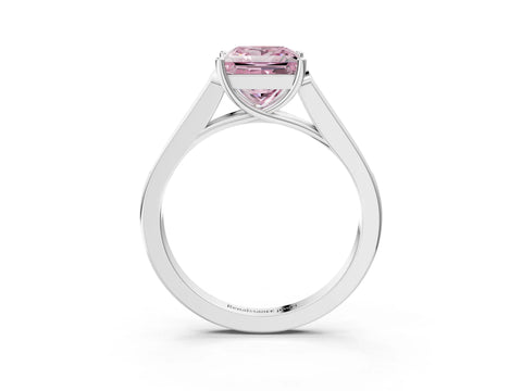 White gold Fancy Pink Princess Cut Solitaire Cathedral Diamond Engagement Ring with Channel-Set Band and Four-Prong Setting_18