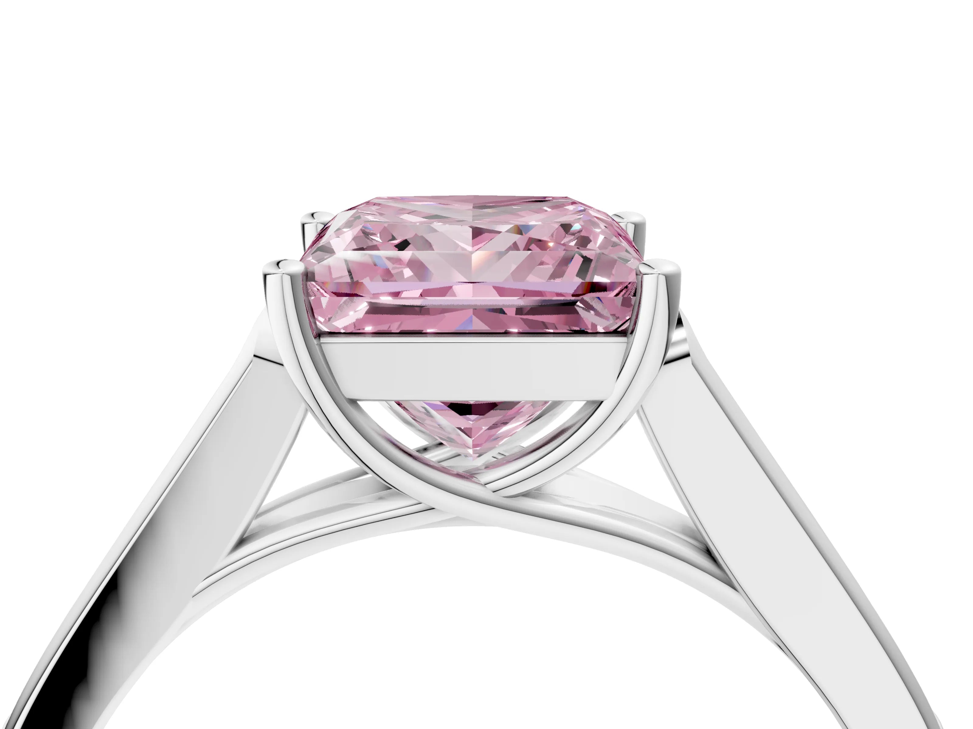 White gold Fancy Pink Princess Cut Solitaire Cathedral Diamond Engagement Ring with Channel-Set Band and Four-Prong Setting_19