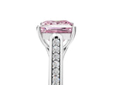 White gold Fancy Pink Princess Cut Solitaire Cathedral Diamond Engagement Ring with Channel-Set Band and Four-Prong Setting_20