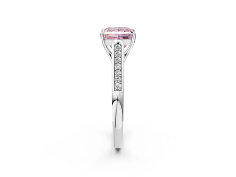 White gold Fancy Pink Princess Cut Solitaire Cathedral Diamond Engagement Ring with Channel-Set Band and Four-Prong Setting_5
