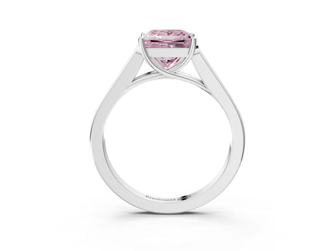 White gold Fancy Pink Princess Cut Solitaire Cathedral Diamond Engagement Ring with Channel-Set Band and Four-Prong Setting_6