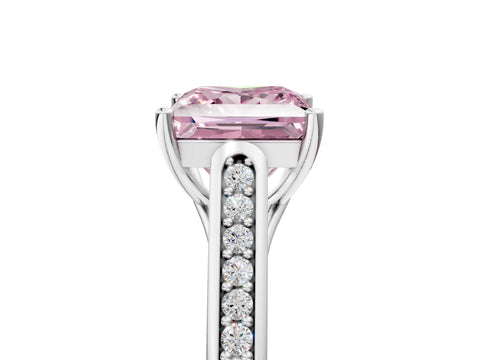 White gold Fancy Pink Princess Cut Solitaire Cathedral Diamond Engagement Ring with Channel-Set Band and Four-Prong Setting_8