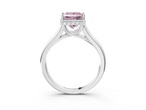 White gold Fancy Pink Princess Cut Solitaire Diamond Engagement Ring with Four-Prong Setting and Tapered Band_15