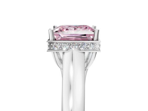 White gold Fancy Pink Princess Cut Solitaire Diamond Engagement Ring with Four-Prong Setting and Tapered Band_17