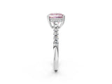 White gold Fancy Pink Princess Cut Solitaire Diamond Engagement Ring with Pavé Band and Six-Prong Setting_14