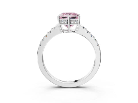 White gold Fancy Pink Princess Cut Solitaire Diamond Engagement Ring with Pavé Band and Six-Prong Setting_15