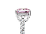 White gold Fancy Pink Princess Cut Solitaire Diamond Engagement Ring with Pavé Band and Six-Prong Setting_17