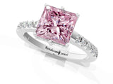 White gold Fancy Pink Princess Cut Solitaire Diamond Engagement Ring with Pavé Band and Six-Prong Setting_17