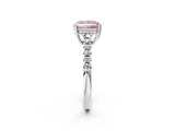 White gold Fancy Pink Princess Cut Solitaire Diamond Engagement Ring with Pavé Band and Six-Prong Setting_18