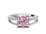 White gold Fancy Pink Princess Cut Solitaire Diamond Engagement Ring with Pavé Band and Six-Prong Setting_18