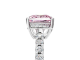 White gold Fancy Pink Princess Cut Solitaire Diamond Engagement Ring with Pavé Band and Six-Prong Setting_23