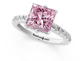 White gold Fancy Pink Princess Cut Solitaire Diamond Engagement Ring with Pavé Band and Six-Prong Setting_25