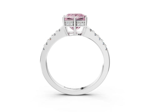 White gold Fancy Pink Princess Cut Solitaire Diamond Engagement Ring with Pavé Band and Six-Prong Setting_27