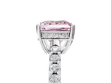 White gold Fancy Pink Princess Cut Solitaire Diamond Engagement Ring with Pavé Band and Six-Prong Setting_29